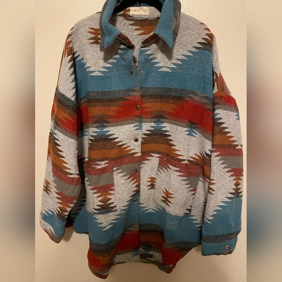 🔸️sale🔸️PS Lily Aztec Printed Shacket - Picture 5 of 7